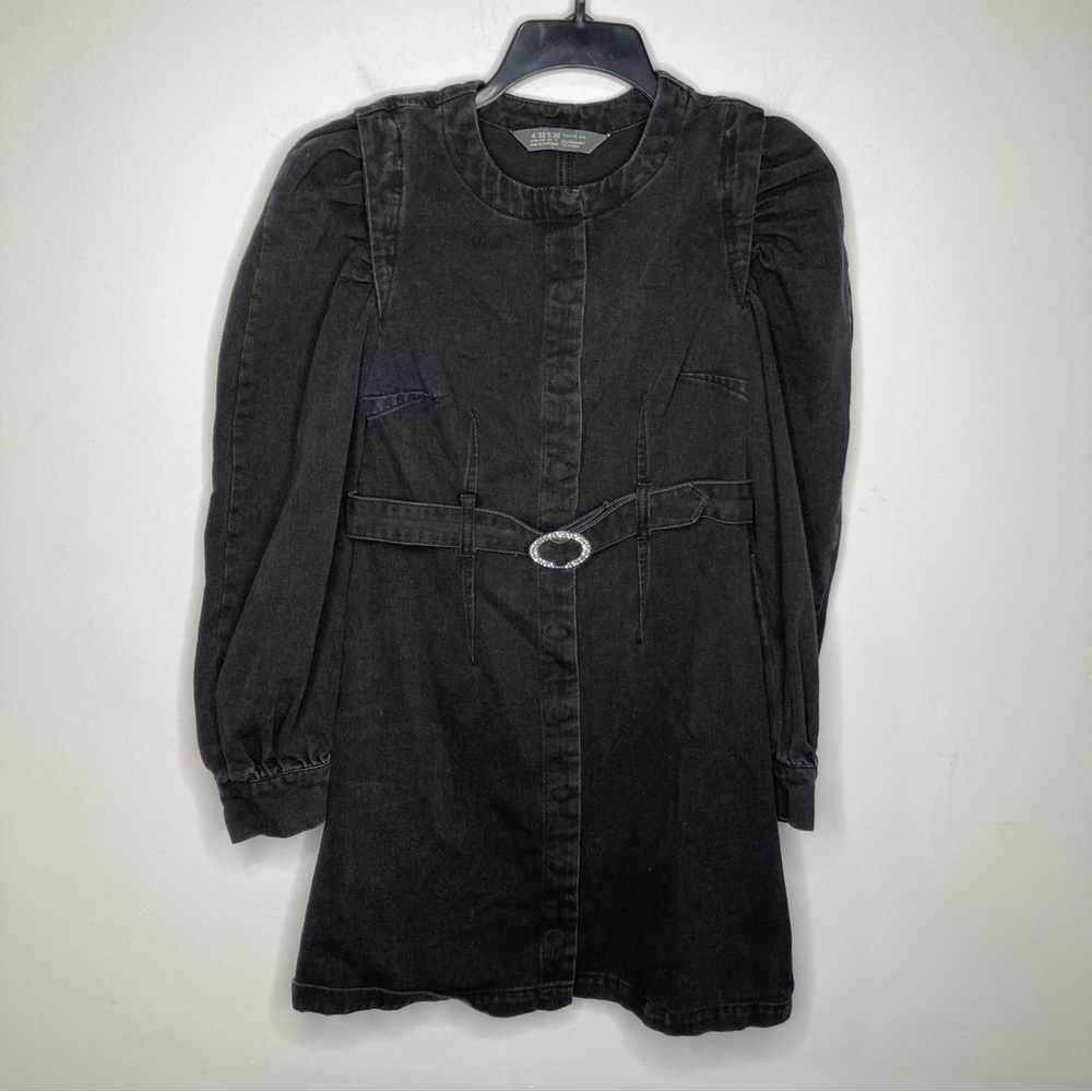 Primark‎ Cares black denim mini dress puffed sleeves size 0